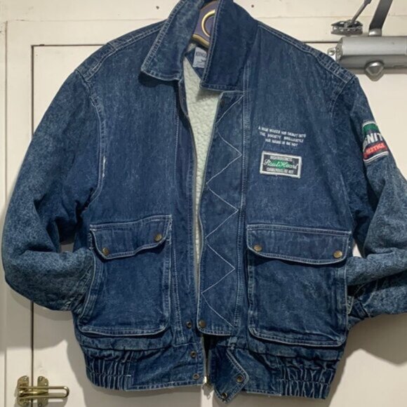 VINTAGE KONGLOON JEANS SHERPA LINED EMBROIDERED JACKETS SIZE L - Picture 4 of 13